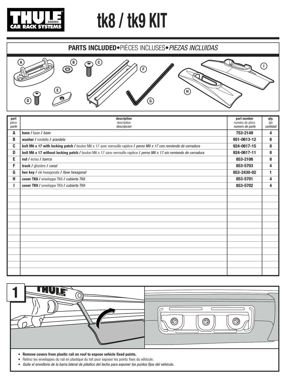 THULE TK8 INSTALLATION INSTRUCTIONS MANUAL Pdf Download ManualsLib