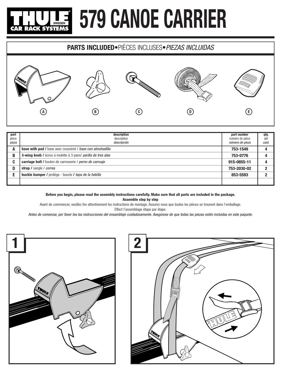 THULE 579 INSTALLATION INSTRUCTIONS Pdf Download ManualsLib