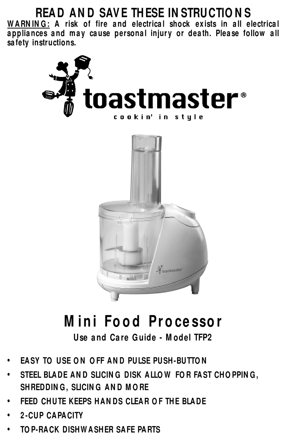 TOASTMASTER TFP2 USE AND CARE MANUAL Pdf Download ManualsLib