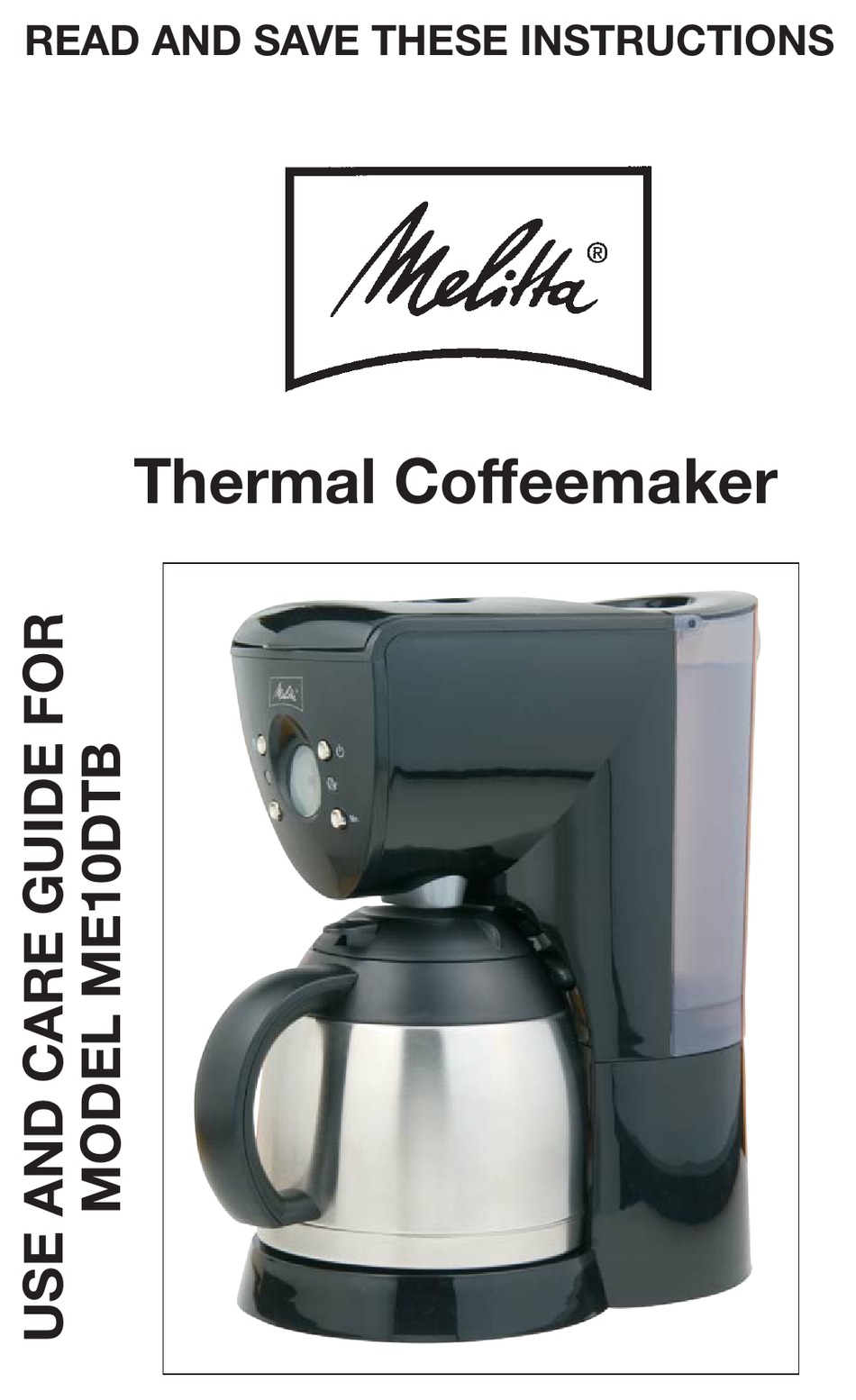 Melitta Me10dtb Use And Care Manual Pdf Download Manualslib