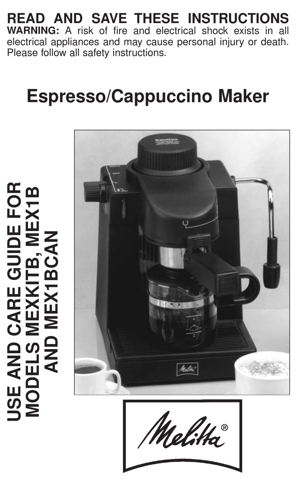 MELITTA MEX1B USE AND CARE MANUAL Pdf 