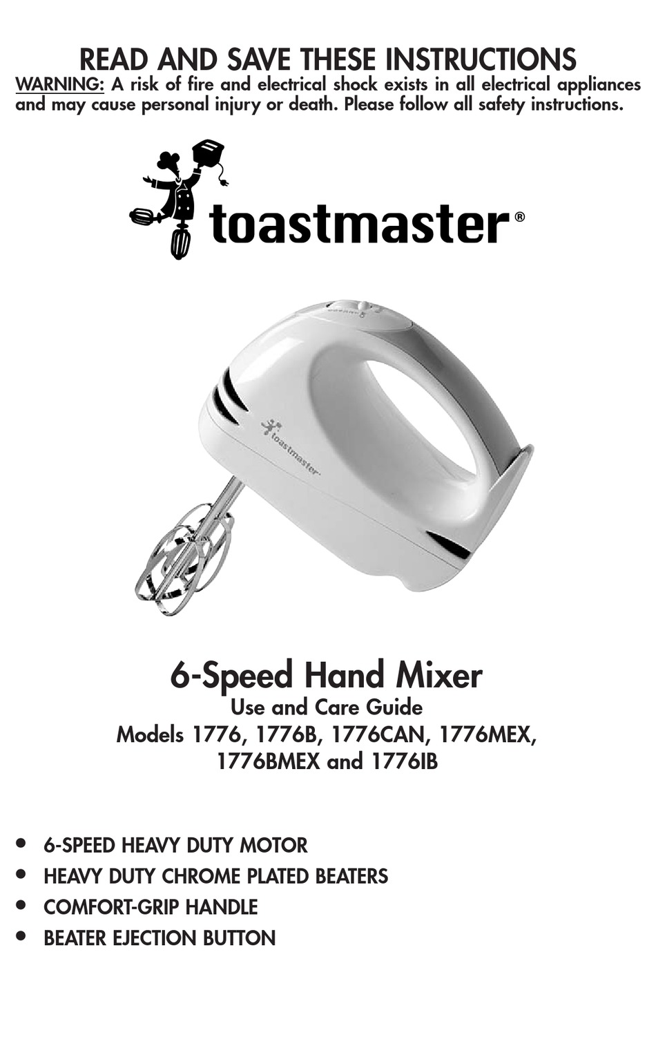 Toastmaster TM-201HM 5-Speed Hand Mixer, Black 