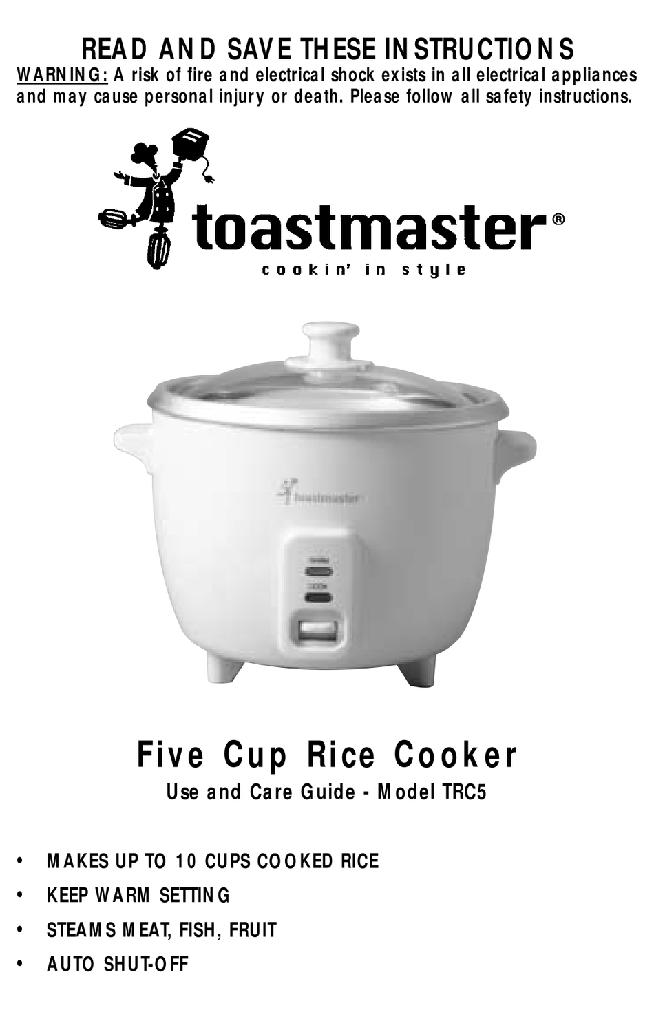 toastmaster rice cooker directions