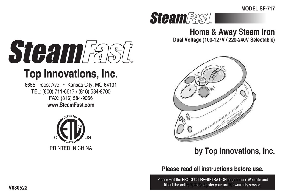 STEAMFAST SF717 INSTRUCTIONS MANUAL Pdf Download ManualsLib
