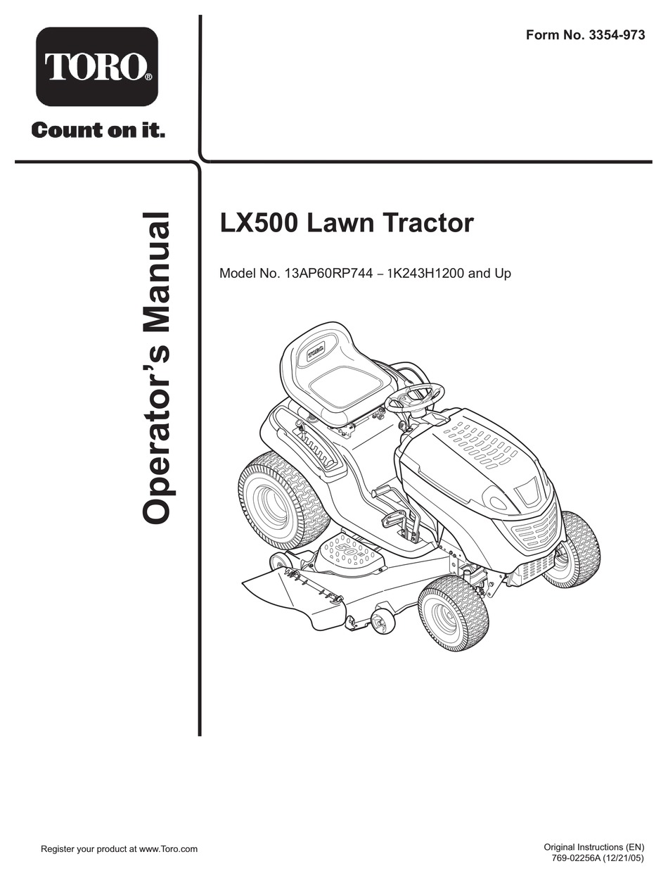 TORO LX500 OPERATOR'S MANUAL Pdf Download | ManualsLib