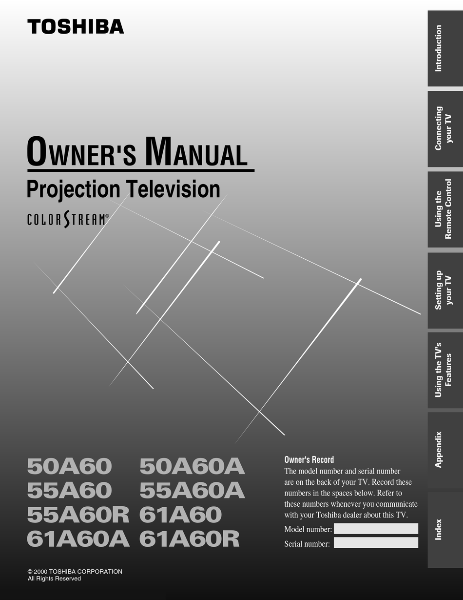 Toshiba 50a60a Owner S Manual Pdf