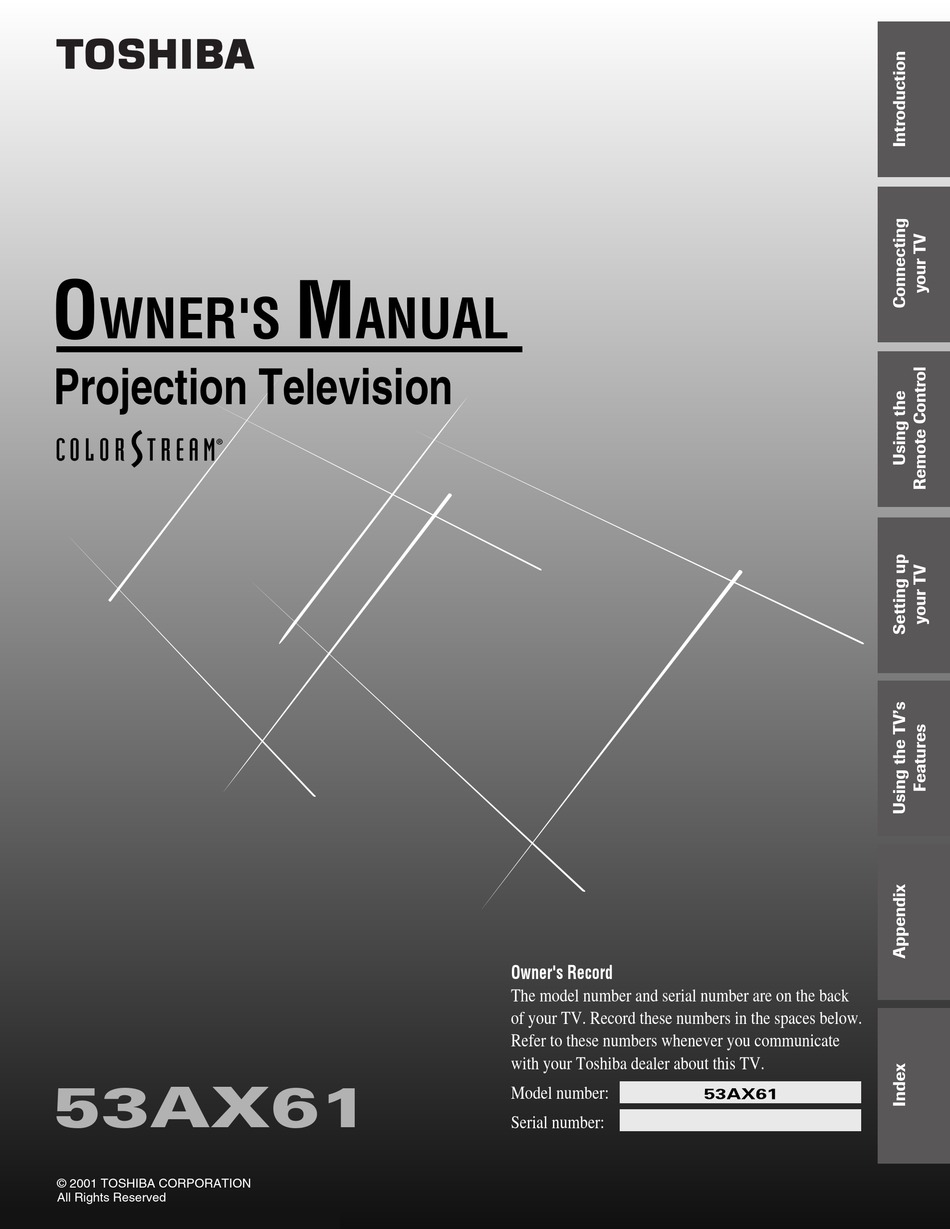 TOSHIBA 53AX61 OWNER'S MANUAL Pdf Download | ManualsLib