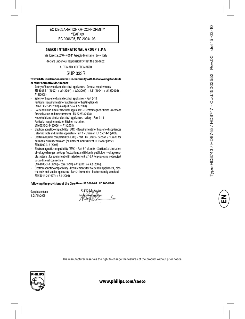 Philips Hd8745 18 Operating Instructions Manual Pdf Download Manualslib