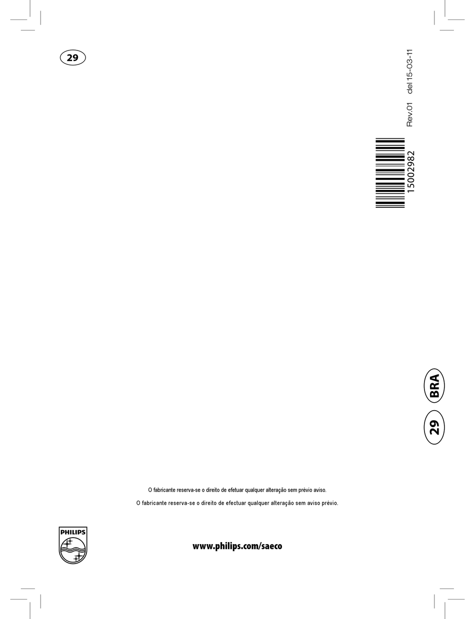 PHILIPS SAECO HD8837/43 INSTRUÇÕES DE USO Pdf Download ManualsLib