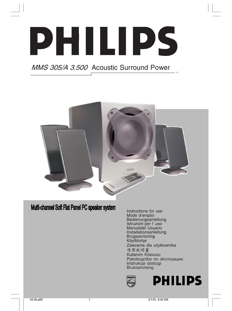enclosure Dwell pollution PHILIPS A3.500/05 INSTRUCTIONS FOR USE MANUAL Pdf Download | ManualsLib