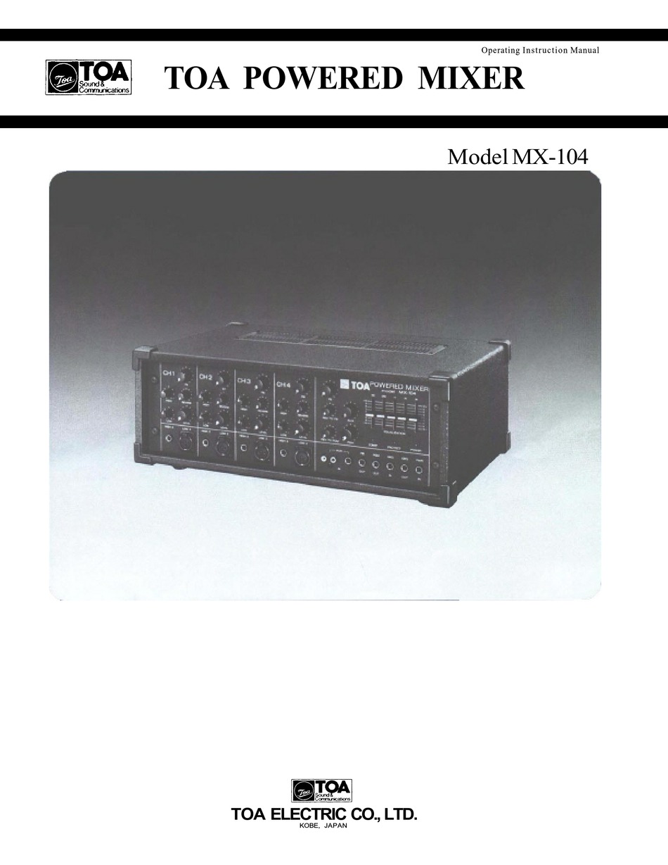TOA MX104 OPERATING INSTRUCTIONS MANUAL Pdf Download ManualsLib
