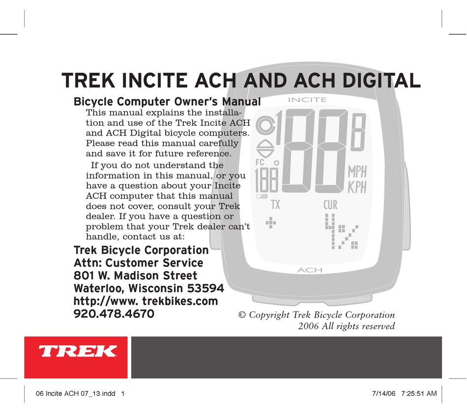 trek sensor cycling computer manual