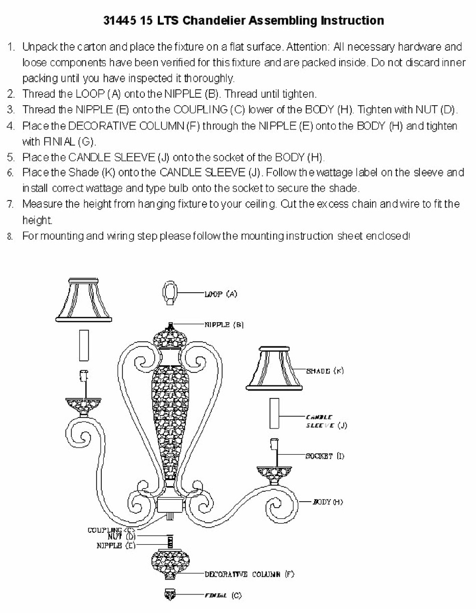 TRIARCH CHANDELIER 31445 15 LTS ASSEMBLY INSTRUCTION Pdf Download