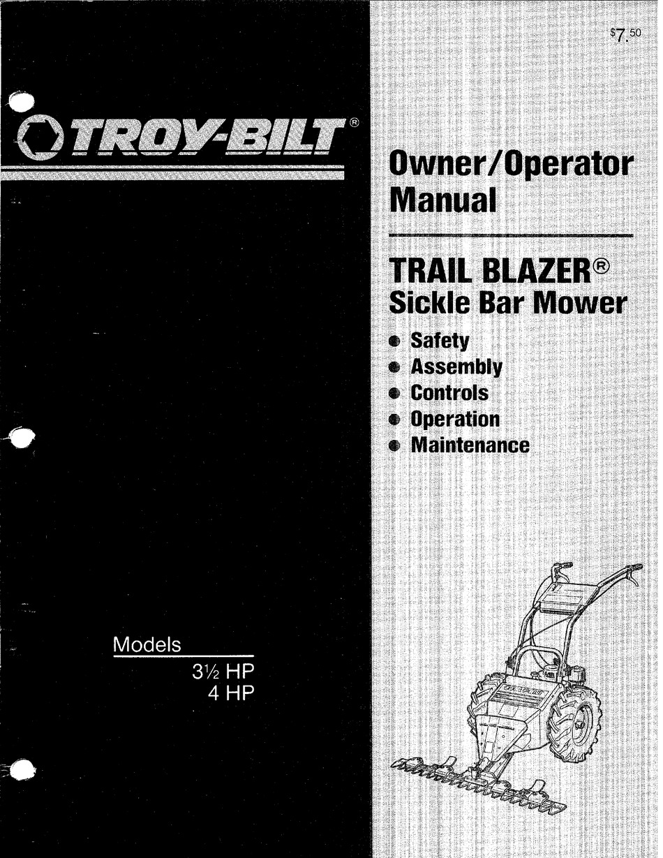 TROY-BILT 31/2 HP OWNER'S/OPERATOR'S MANUAL Pdf Download | ManualsLib