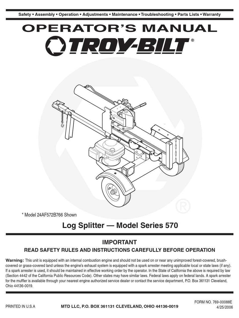 TROY-BILT 570 SERIES OPERATOR'S MANUAL Pdf Download | ManuaLib