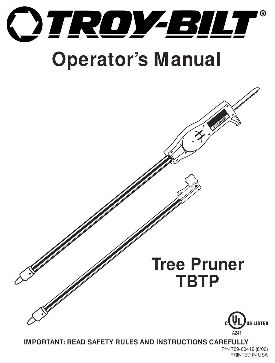 TROYBILT TBTP OPERATOR'S MANUAL Pdf Download ManualsLib