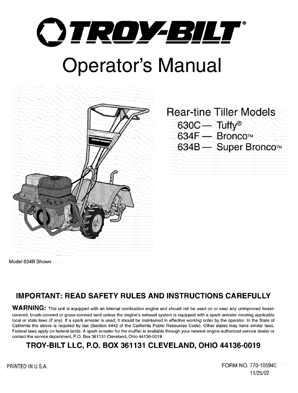 TROYBILT TUFFY 634BM OPERATOR