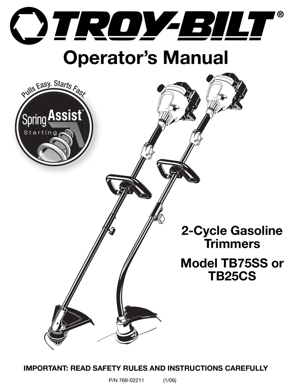 TROY-BILT TB25CS OPERATOR'S MANUAL Pdf Download | ManualsLib