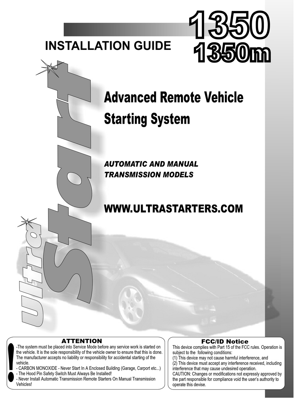 ULTRA START 1350 INSTALLATION MANUAL Pdf Download | ManualsLib