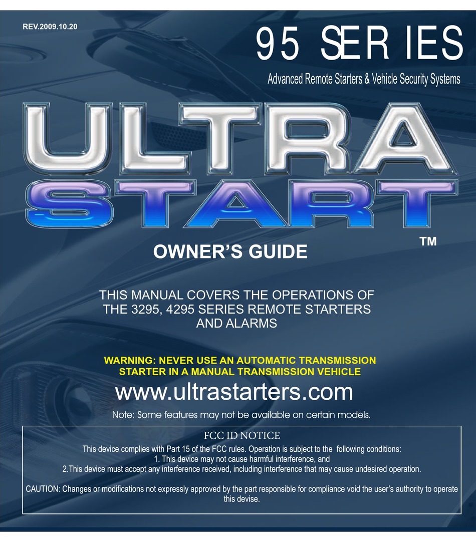 ULTRA START 3295 SERIES OWNER