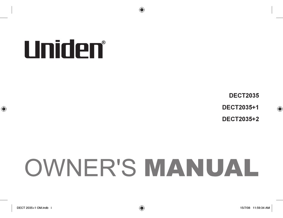 UNIDEN DECT2035 OWNER'S MANUAL Pdf Download | ManualsLib