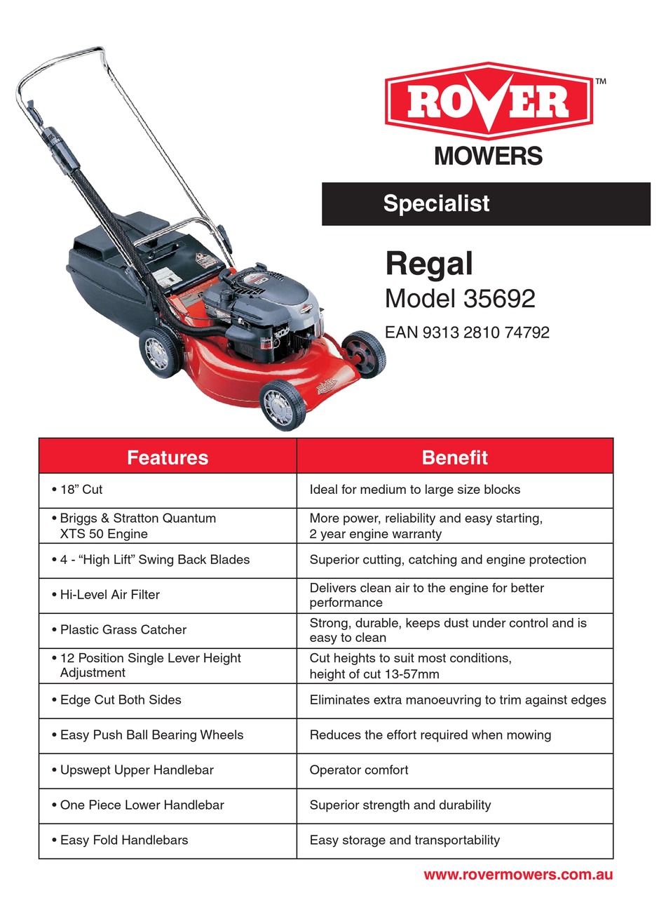 rover regal mower