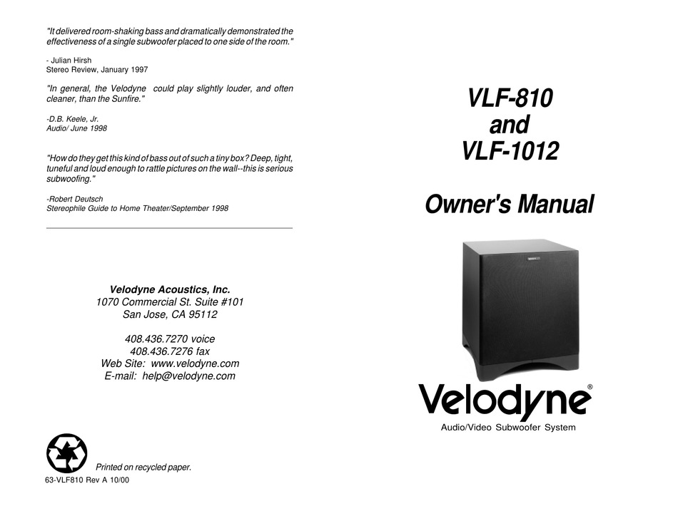 velodyne vlf 1012