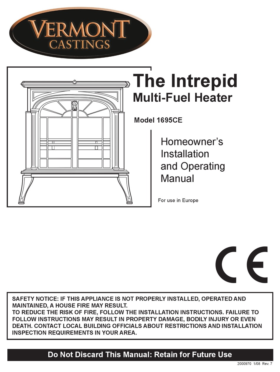 VERMONT CASTINGS INTREPID 1695CE INSTALLATION AND OPERATING MANUAL Pdf  Download | ManualsLib