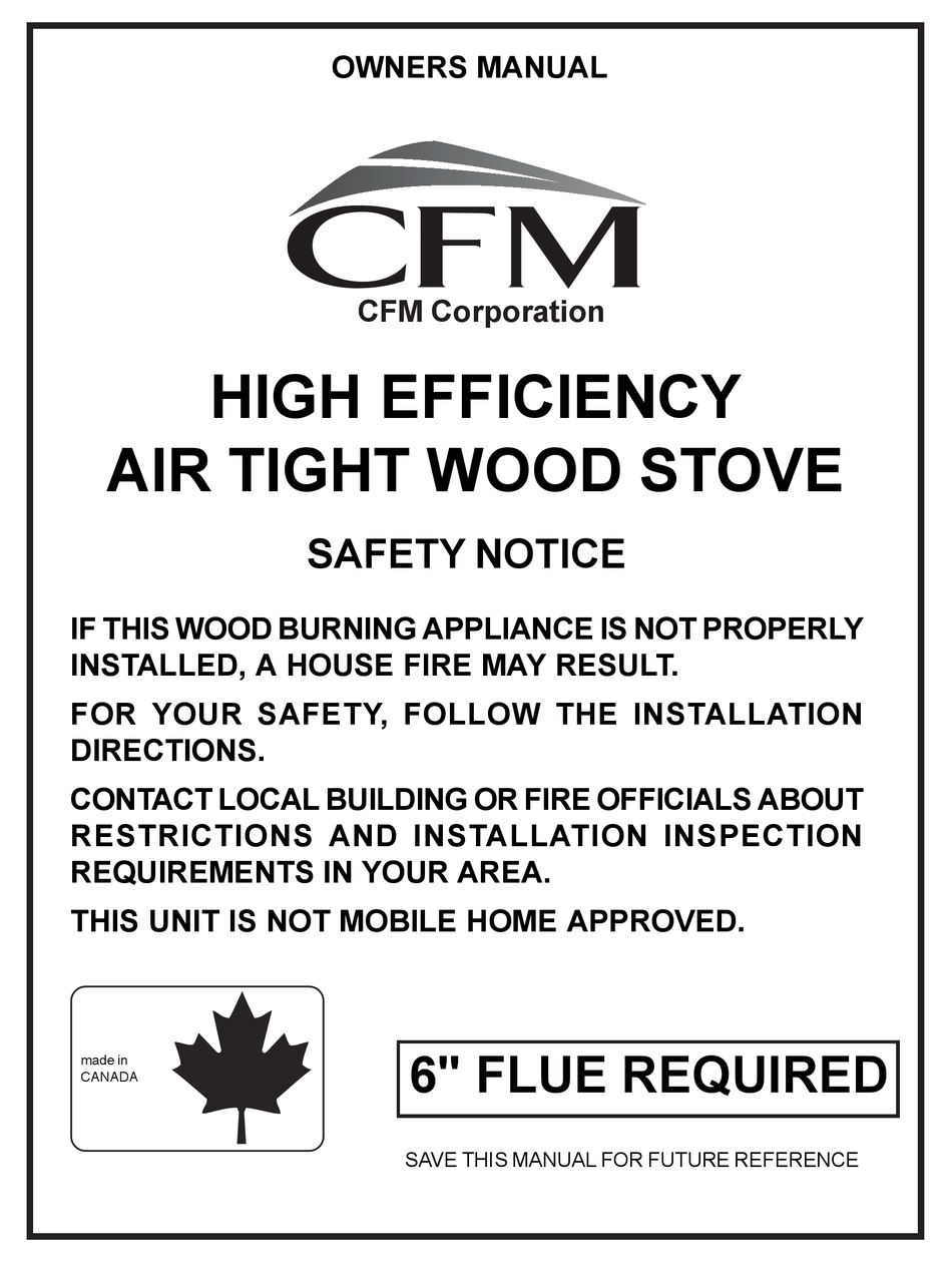 CFM AIR TIGHT WOOD STOVE OWNER'S MANUAL Pdf Download ManualsLib