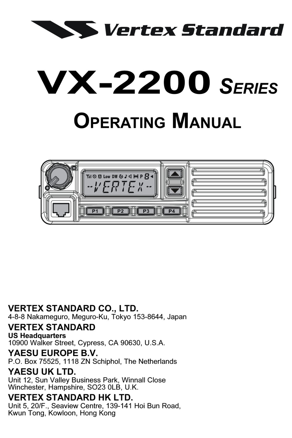 Vertex Standard Vx 20 Series Operating Manual Pdf Download Manualslib