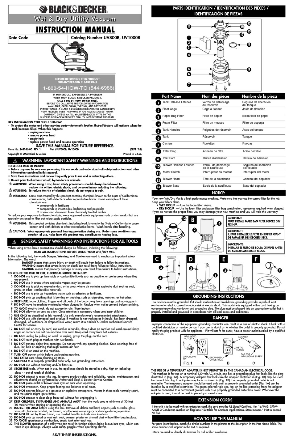 User manual Black & Decker VCBD8530 (English - 14 pages)