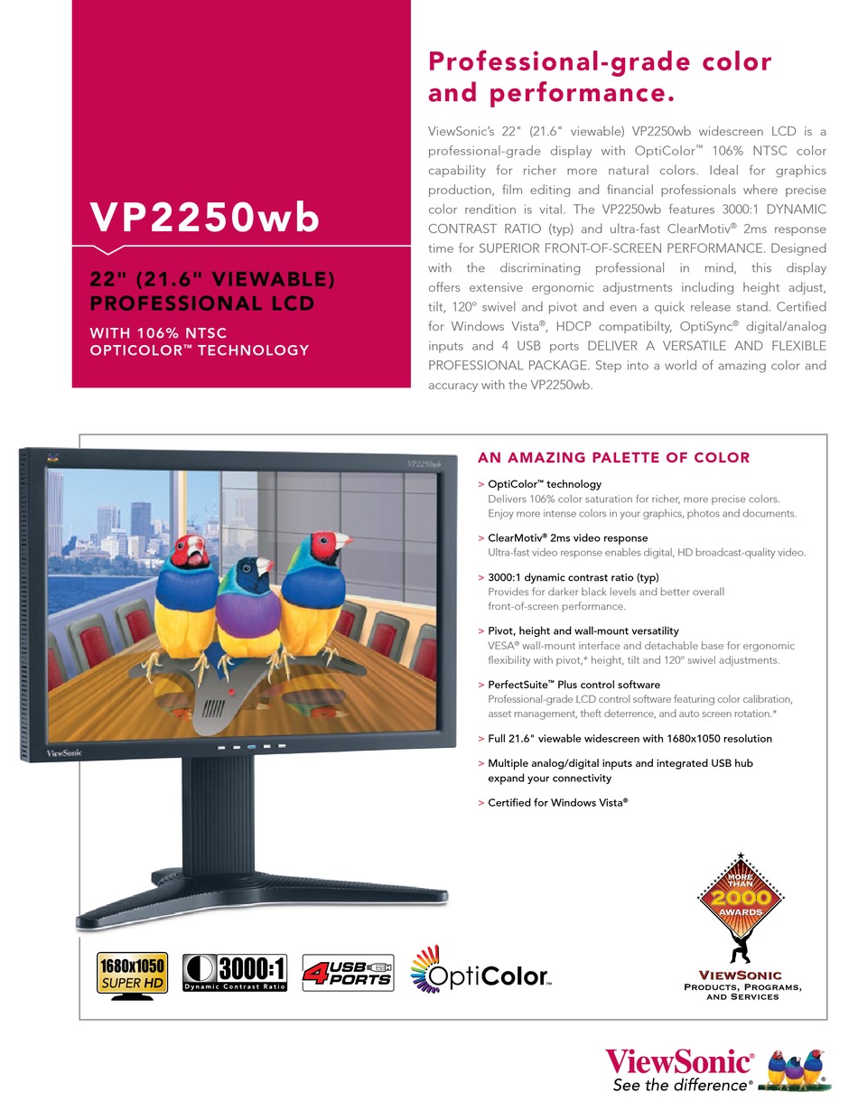 viewsonic vp2250wb