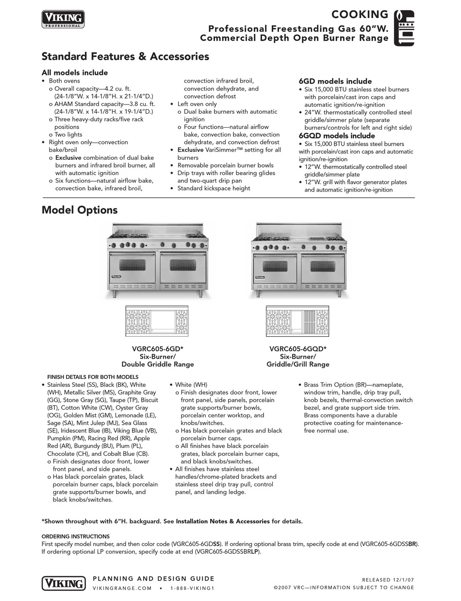VIKING VGRC SPECIFICATION SHEET Pdf Download ManualsLib