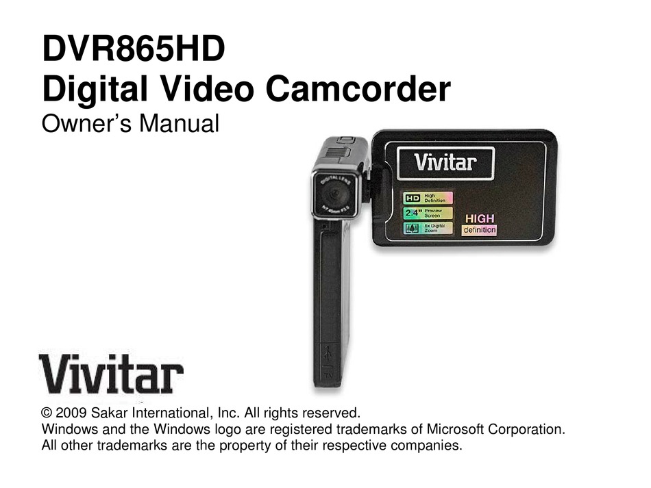 Vivitar Dvr 865hd Owner S Manual Pdf Download Manualslib