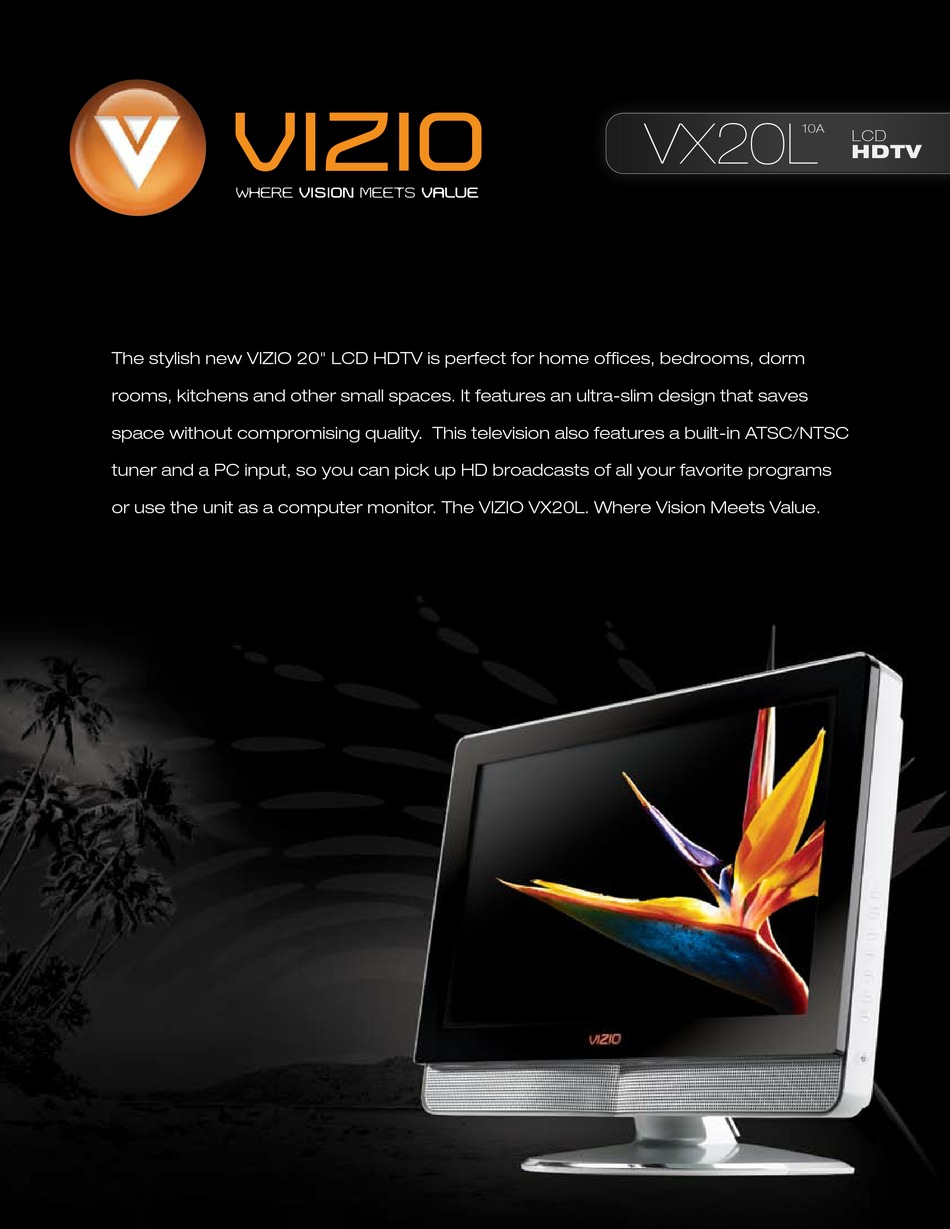 VIZIO VX20L SPECIFICATION SHEET Pdf Download ManualsLib