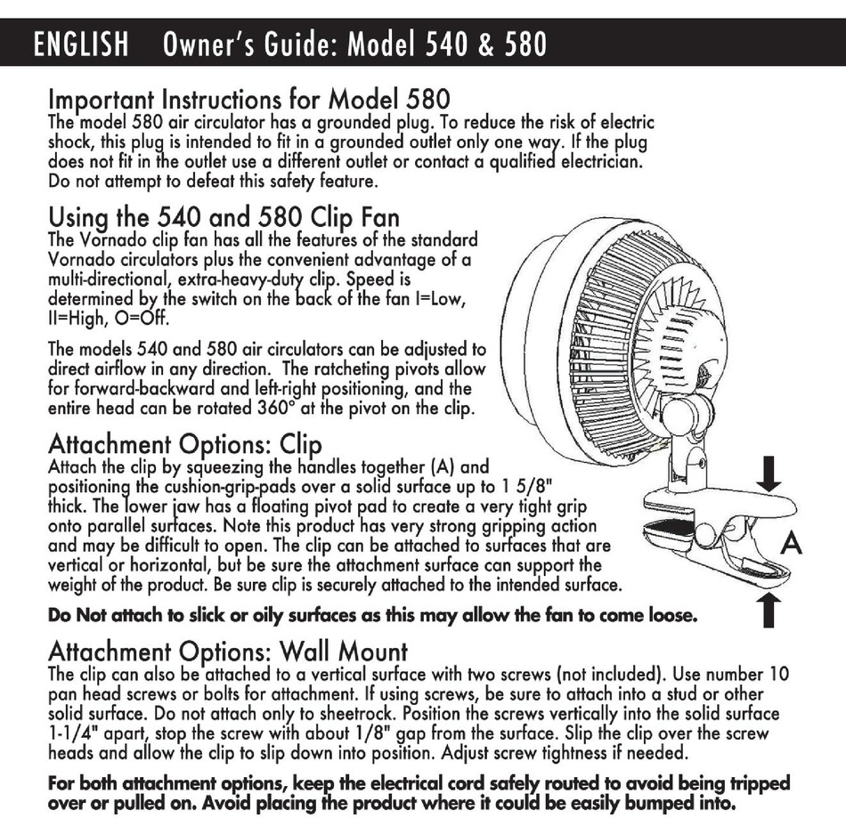 VORNADO 540 IMPORTANT INSTRUCTIONS Pdf Download ManualsLib