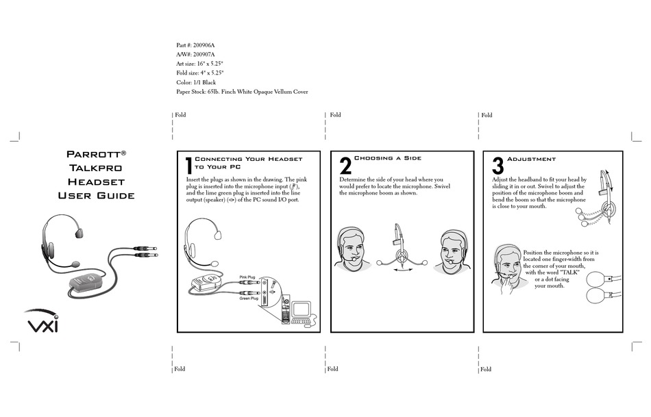 VXI TALKPRO HEADSET USER MANUAL Pdf 