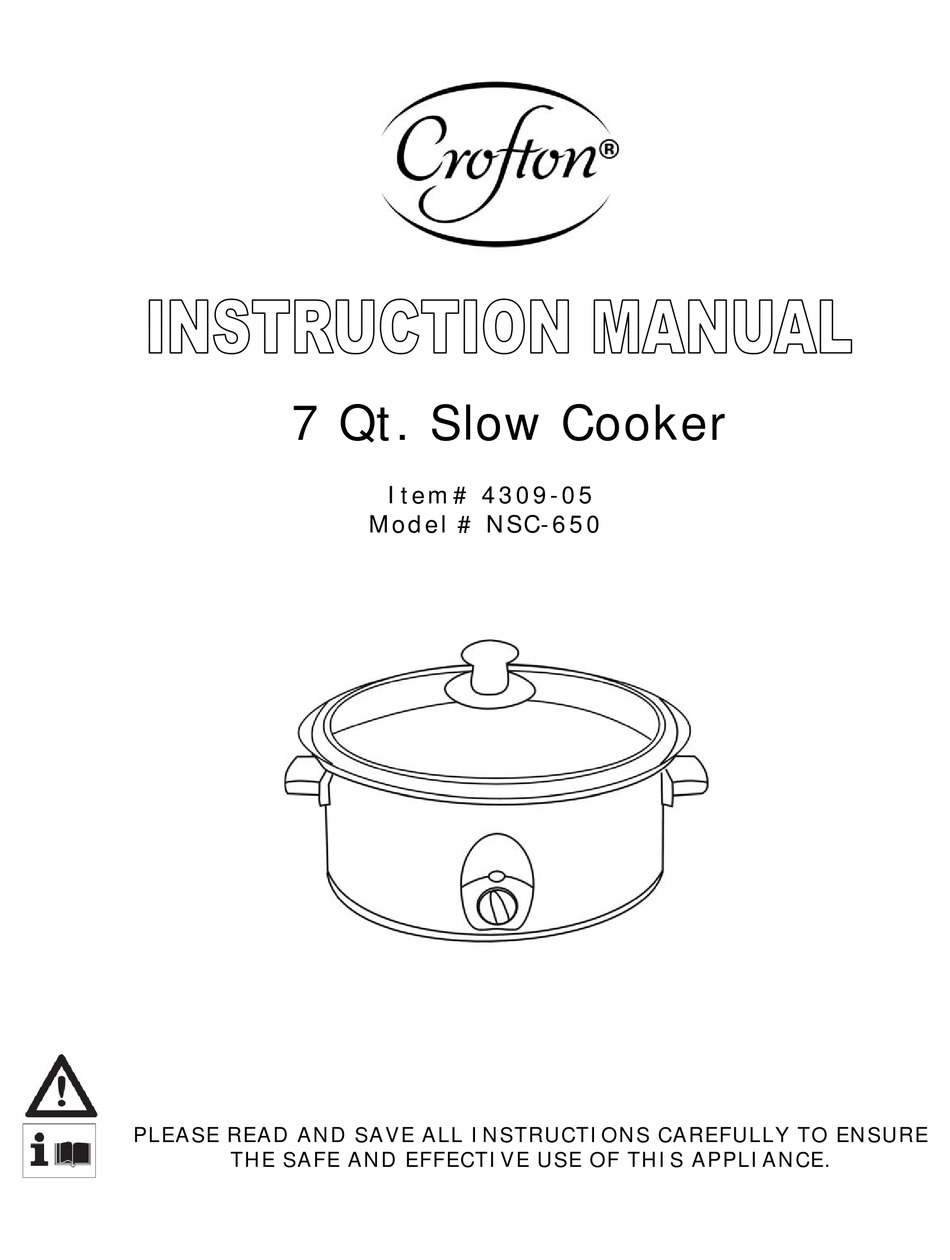 CROFTON 1.5 qt Slow Cooker With Instructions And Recipes NSC-15 Three  Settings