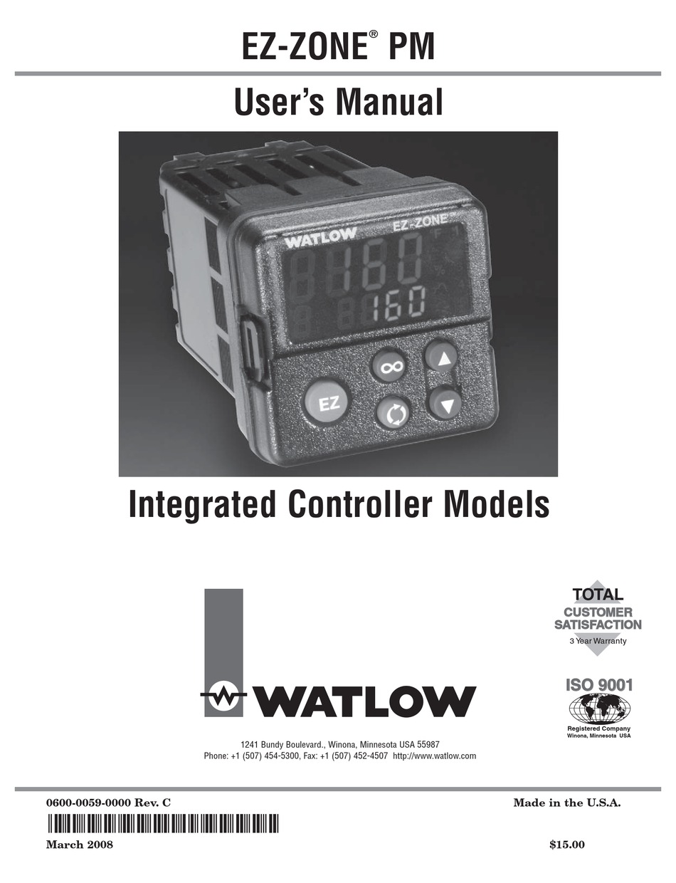 WATLOW INTEGRATED CONTROLLER USER MANUAL REV C EZZONE PM