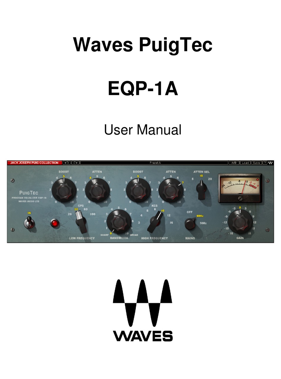 Waves Puigtec Eqp 1a User Manual Pdf Download Manualslib