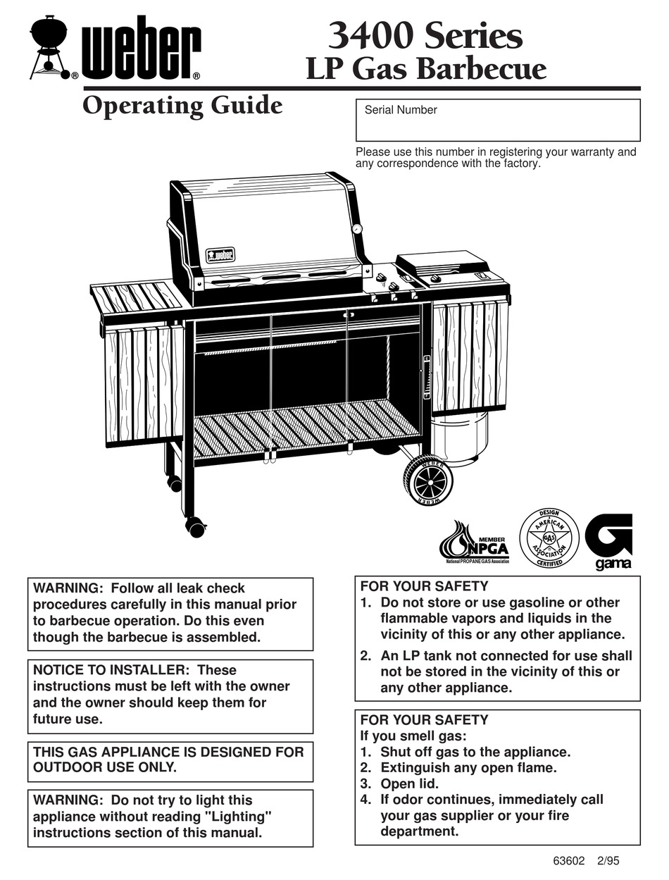 WEBER 3400 SERIES OPERATING MANUAL Pdf Download | ManualsLib