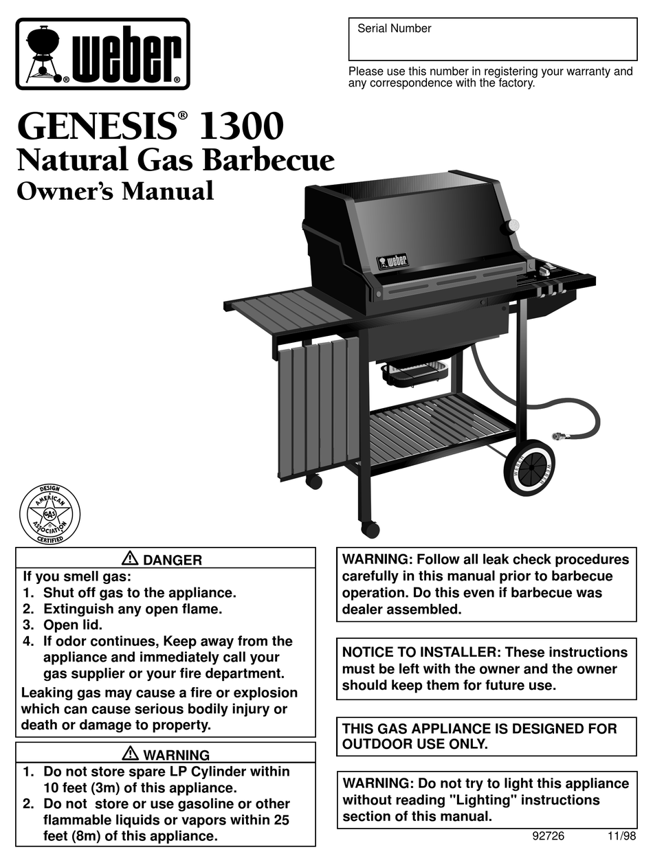 WEBER GENESIS GENESIS 1300 OWNER