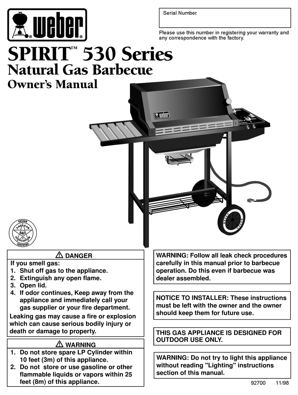 WEBER SPIRIT 530 OWNER'S MANUAL Pdf Download | ManualsLib