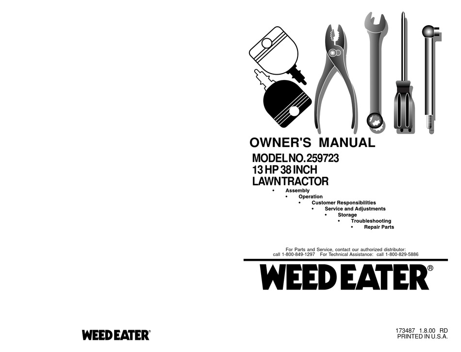 WEED EATER 173487 OWNER'S MANUAL Pdf Download ManualsLib