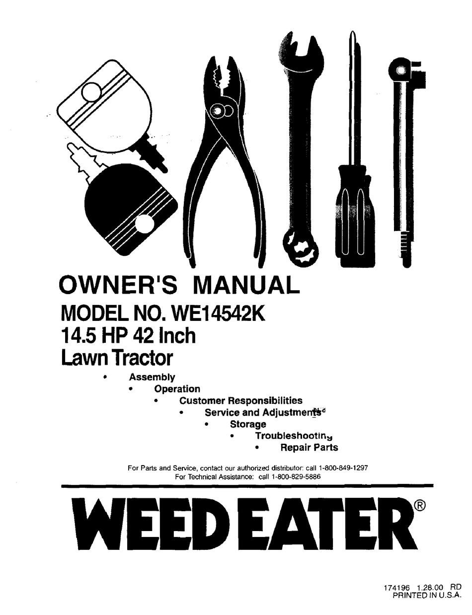 WEED EATER WE14542K OWNER'S MANUAL Pdf Download ManualsLib
