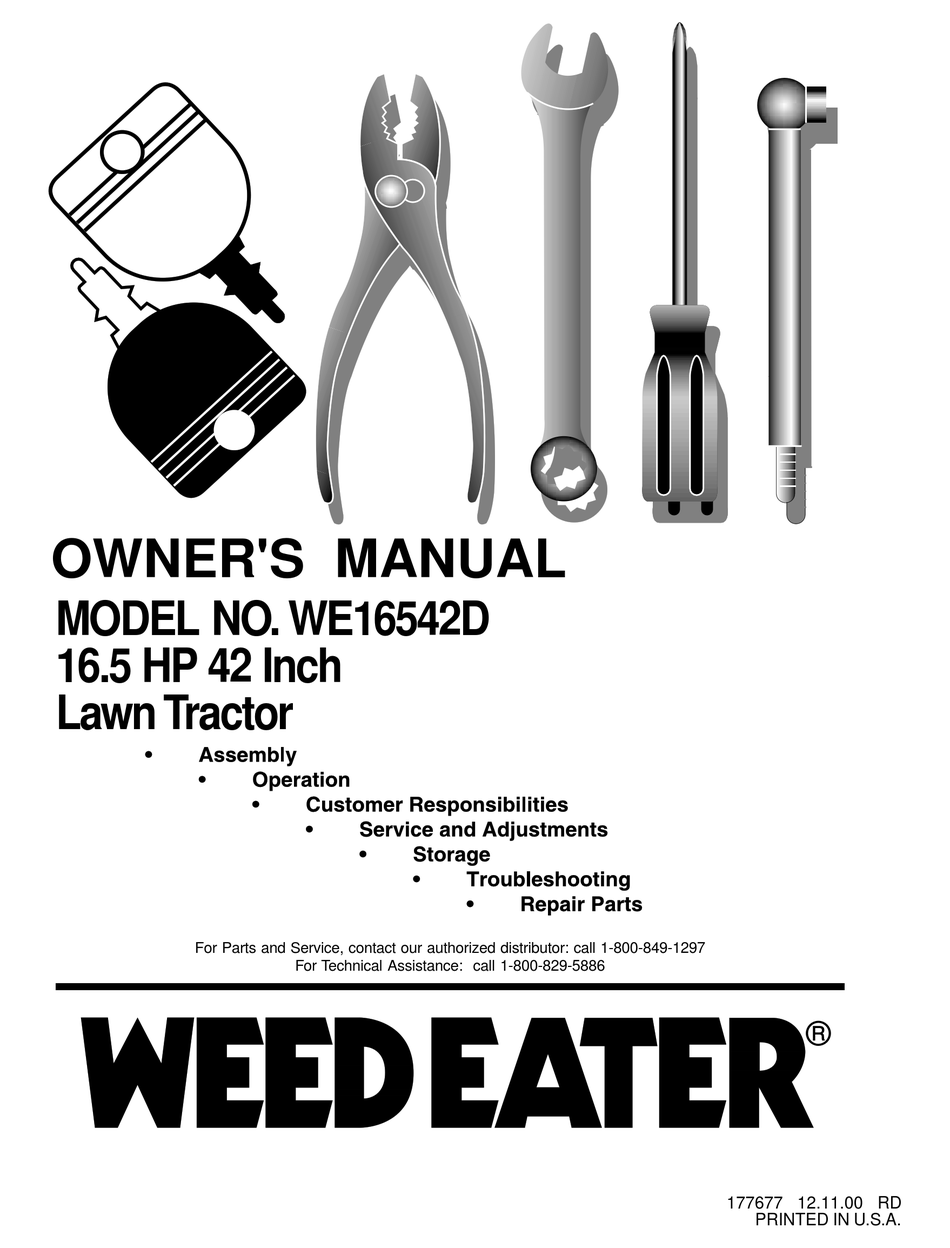 WEED EATER WE16542D OWNER'S MANUAL Pdf Download ManualsLib