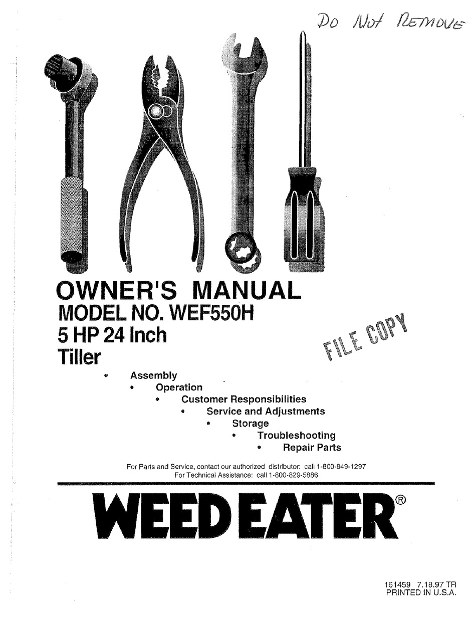 WEED EATER 161459 OWNER'S MANUAL Pdf Download ManualsLib