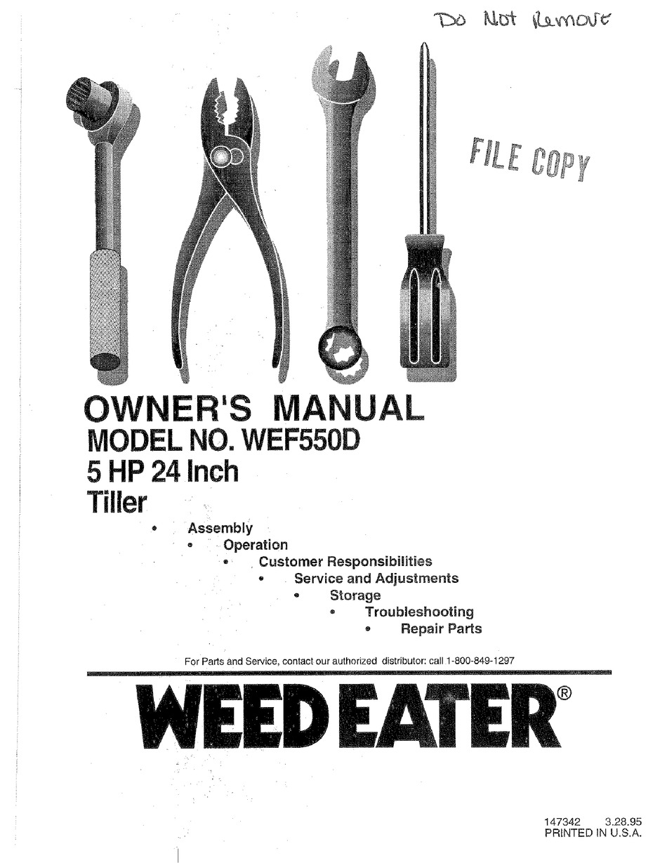 WEED EATER WEF550D OWNER'S MANUAL Pdf Download ManualsLib