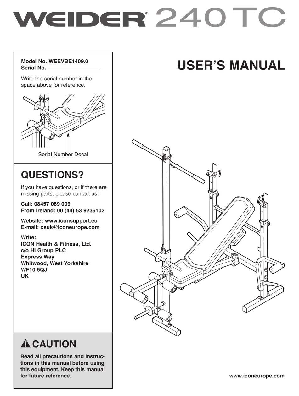 Weider pro bench discount 240