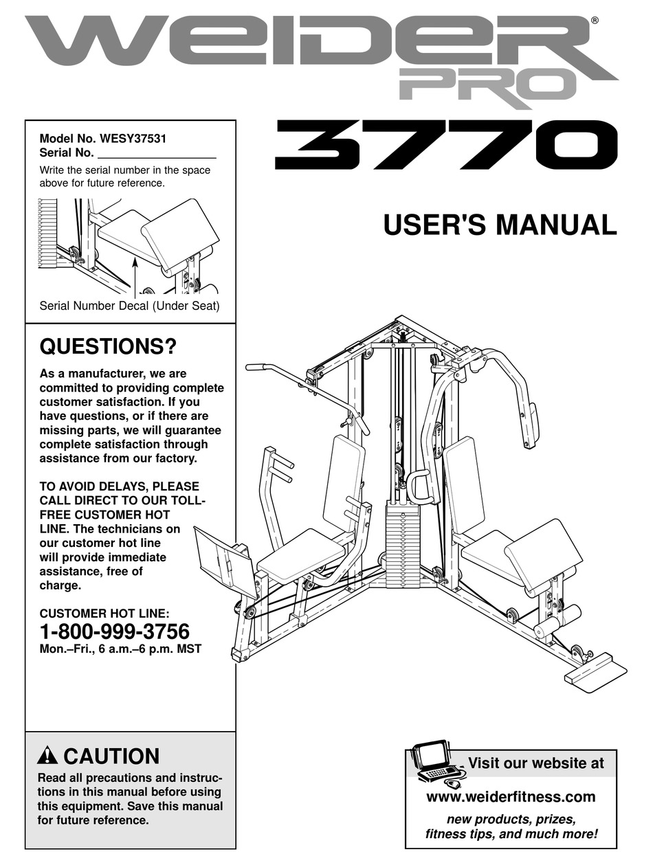 Weider pro 9645 online cable diagram